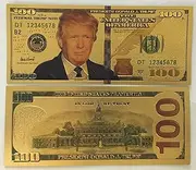 More Than a Trump Coin - Authentic $100 President Donald Trump 24kt Gold Plated Commemorative Bank Note; Unique Collectors Item by Aizics Mint