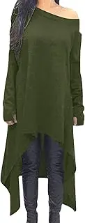 Zanzea Damen Unregelmäßige Strick Oversize Langarm Pullikleid Longshirt Top Minikleid
