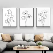 Line botanical flowers 3 sets Poster Wall Art