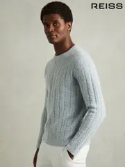 Reiss Soft Blue Minsk Cabled Jumper with Wool and Alpaca (AC9359) | $240