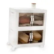 DALMAN 26QT Stackable Storage Bins with Lids -2 Tier Wheeled Shelf 26QT-2Pack