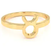 14k White Solid Gold Taurus Zodiac Sign Ring