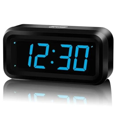 Alarm Clock LED Digital Clock Constantly 1.2inch Blue Digits Display Battery