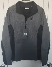 SPYDER Men's Sweater Small Black Grey Outbound Pullover 1/4 Zip Fleece Lined