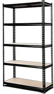 Giantz 1.8M x 0.9M Garage Shelving, Warehouse Racking System Rack Storage Shelves Industrial Commercial Organize Capacity, 5 Steel Metal Adjustable 1000KG Assembly Easy Black