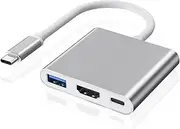 GOPALA USB C to HDMI Multiport Adapter, 3-in-1 4K HDMI to USB-C Adapter with 100W PD & USBA 3.0 Port Multiport Digital AV Converter for MacBook Pro/Air/iPad/iPhone15/ 16/Laptop/Monitor/Switch