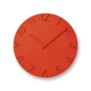 CARVED COLORED Wall Clock Orange Quartz Battery Design Object Japan Awarded