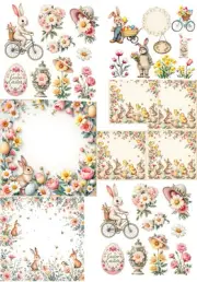 Easter Decoupage Rice Paper For Ornament-Wood Art A4 1 Sheet Collage