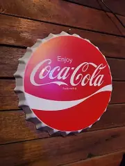 Mancave Coca Cola Bottle Cap Tin Sign 35cm