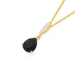 9ct Gold Black Sapphire & Diamond Pendant in Black
