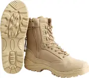 Mil-Tec Tactical YKK®-Zip, boots , color: Beige (Khaki) , size: 4 US