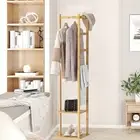 Bamboo Garment Clothes Rack Bedroom Corner Entryway Hanging Rack Coat Shelf Rack