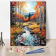 TUMOVO Paint by Numbers Aspen Grove Painting Kits by Number for Adults on Canvas Autumn Sunset Adults' Paint-by-Number Kits with Paintbrushes Acrylic Pigment for Home Wall Decor 16x20 in