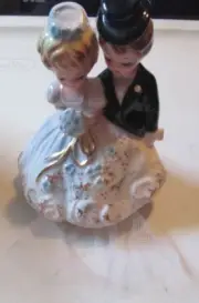 Vintage PORCELAIN Josef Originals Bride And Groom Wedding Cake Topper Japan BOX