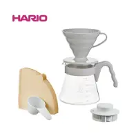 在飛比找momo購物網優惠-【HARIO】V60灰白樹脂濾泡咖啡壺組(VCSD-02PG
