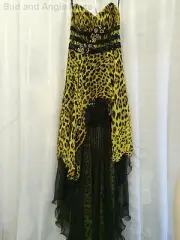 Cassandra Stone Mac Duggal Formal Dress Flash Animal Print Hi-Lo Size 2 NWT