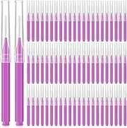 Lallisa 100 Pieces Micro Eyebrow Spoolie Brush with Cap Brow Lamination Tool Eyelash Brush Multifunctional Micro Lash Comb for Eyelash and Eyebrow Extensions Tool(Purple)