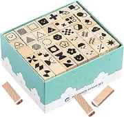 Wooden Stamps - Cute Stamps for Scrapbooking,Geometry Animal Stamping Printing Toy Kit, Set of 42 Scrapbook Supplies for Kids