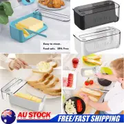 Butter Storage Dish Keeper Container Cheese Tray with 180° Rotating Lid & Knife