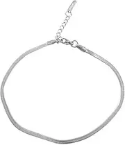 [Renhekek] Anklet Bracelet Adjustable Anklet Chain Ankle Ankle Bracelet Barefoot Jewelry Silver Titanium Steel 22cm+4cm Extended Chain