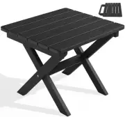 Folding Outdoor Side Table, HDPE Adirondack Side Table, Portable 1 Black