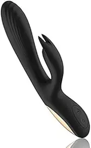 Rabbit Vibrator Dildo G-Spot Clitoris Stimulation 10-Frequency Vibration Mode Silicone Vagina Vibrating Adult Sex Toy for Couples (Black)