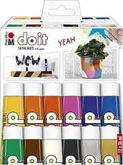 Marabu DO IT Craft Paint Set, 12 x 36 ml Paint, Semi-Matt Acrylic Paint for DIY, Crafts and Hobbies, Water-Based Paint, Weatherproof, Lightfast, Quick-Drying, Vegan, 1276000000201