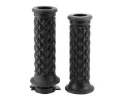 2pcs 7/8in Motorcycle Handle Grip Retro Style Anti-Slip Handlebar Modified Riding PartsBlack