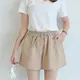 Womens summer cotton and linen shorts女士高腰夏季棉麻短褲