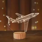 3D Illusion LED Bedroom Decor Lamp Touch Night Light Aeroplane 7 Changing Colour