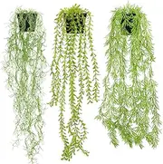 3 Pcs Artificial Hanging Plants-Eucalyptus Willow Leaves Air Grass in Pot Plants for Office Farmhouse, Fake Foliage Pendant Plant, Indoor Outdoor Wedding Home Decoration