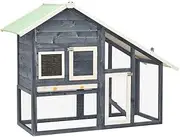 Generic Rabbit Hutch Grey and White 140x63x120 cm Solid Firwood