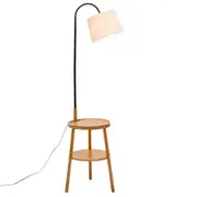 Naples Tripod Floor Lamp Shelf Storage Drawer Bed Side Table Light w/ USB Charger