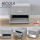 Priceworth Bed Side Table with LED Light Nightstand Modern Grey Color Fabric
