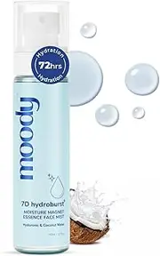 M.oody 7D Hydro Burst Hydrating Face Mist & Essence Toner with Hyaluronic Acid Vitamin B5 & Rice Water for Hydrated & Plumped Skin | Face Mist for Soothing And Pore Tightening | Alcohol-Free Toner for Glowing Skin |100% Vegan | 72 Hour Hydration,110ml