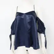 Urban Outfitters Silence + Noise Women’s Size M Shiny Blu Cold Shoulder Top
