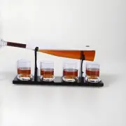 Baseball Whiskey Wine Decanter Set With 4 Whiskey Glasses And Wooden Stand,