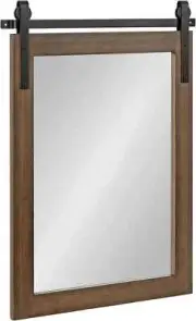 Kate Laurel Cates Framed Wall Mirror 20 x 27 Walnut Brown Farmhouse Barn Door
