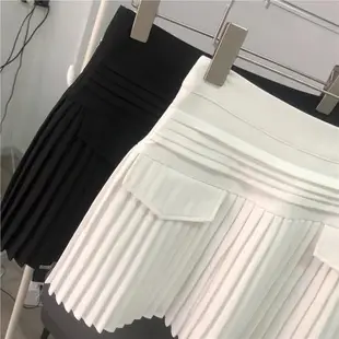 春秋白色短裙女高腰黑色百褶裙設計感小眾氣質半身裙百折2023新款