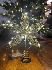 Roylvan Gold Star Tree Topper - Battery Operated Star Christmas
