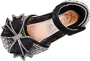[Egmy] Girls Childrens Bowknot Performance Dance Shoes Pearl Rhinestones Shining Kids Princess Shoes Gymnastic Slides Soft Sole Dress Sandals