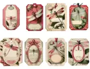 Dragonfly Tags Set Junk Journals Scrapbook USA Seller