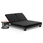Santorini Aluminium Double Sun Lounge With Round Side Table In Charcoal