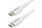 StarTech.com 2m (6.6ft) White USB-C Charging Cable, USB 2.0 Type-C Laptop Charger Cord, 60W Power Delivery, TPE Jacket, Data Transfer Cable - USB-C a