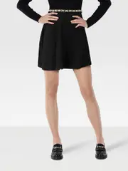 Black Crystal Embellished Skater Skirt