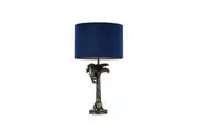 Malena Classic Two Monkeys Base Fabric Shade Desk Table Light Lamp Pewter/Blue