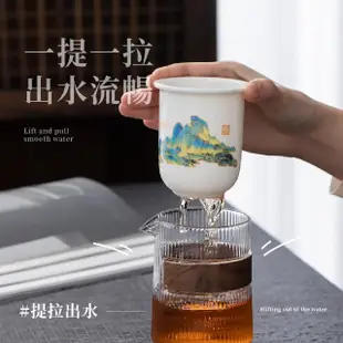 【千里江山】陶瓷便攜旅行茶具組-一壺三杯(泡茶壺 泡茶杯 沖茶壺 泡茶組 茶杯 茶具套裝)