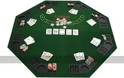 Octagonal Poker Table Top - 8 Player Folding Tabletop Poker - 125cm - Home Poker Table - Casino Games and Equipment