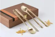 Korean Traditional Spoon Chopstick Cutlery Gift Set of 2 Spoon + Chopstick Rest