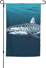 Great white shark Garden Flag 12x18 in Double Sided Print Yard Flags Indoor Outdoor Holiday Flag for Outside Banner Photo Backdrop for Home Decoration